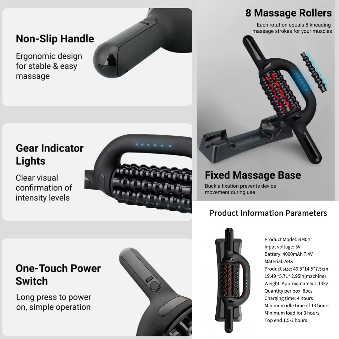 VYRA PRO™ THE NEW ADVANCED POWER VX DEEP TISSUE 360 RED LIGHT CONTOUR ROLLER